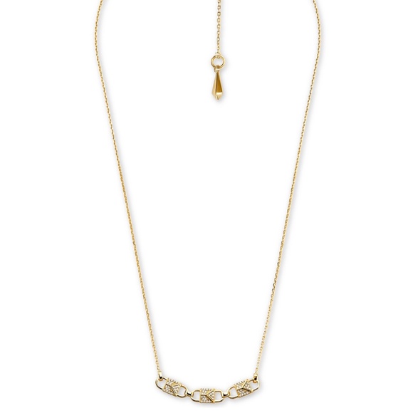 NWT~MICHALE KORS~Gold-Tone Pavé Link Necklace - Picture 4 of 8